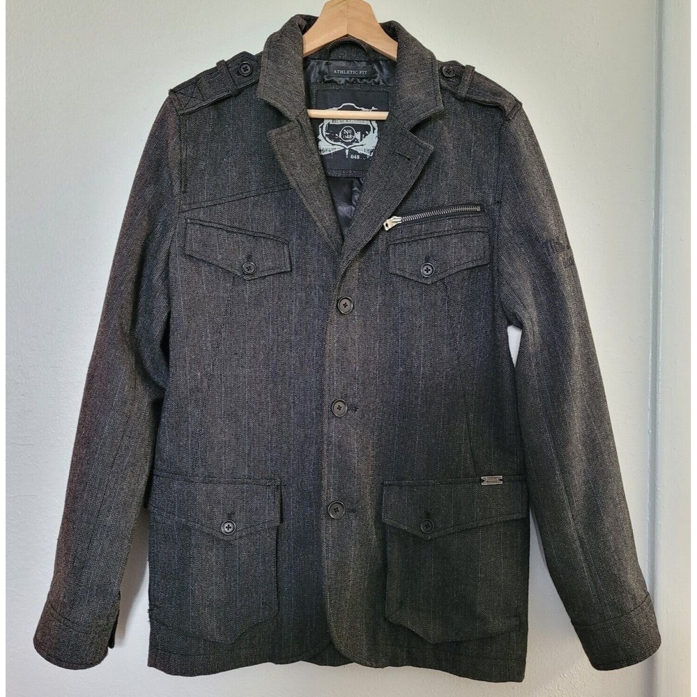 Buckle Black Label Men's Athletic Fit Utility Jacket Dark Gray Size Small EUC